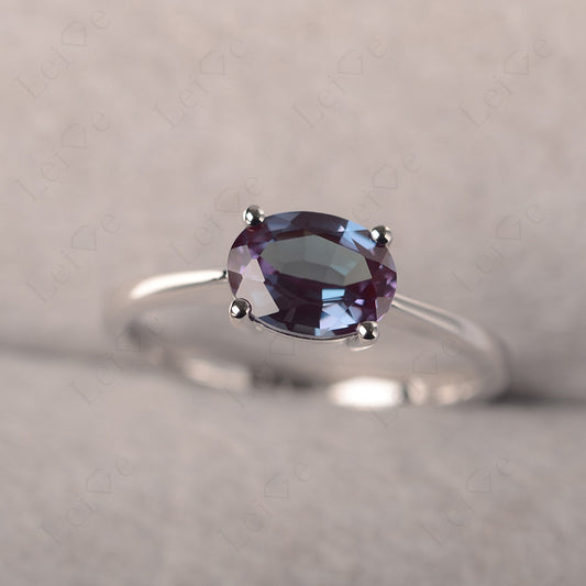 Alexandrite Horizontal Oval Solitaire Engagement Rings