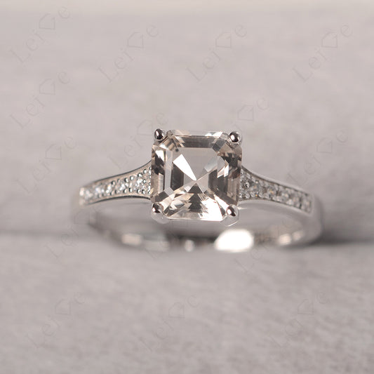 Morganite Ring Asscher Cut Engagement Ring