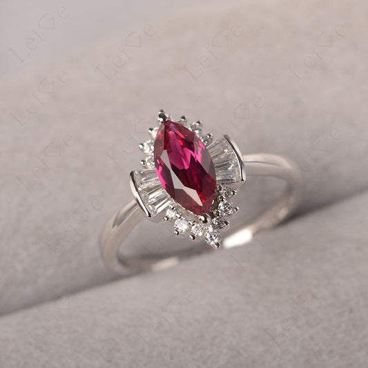 Marquise Ruby Engagement Ring White Gold