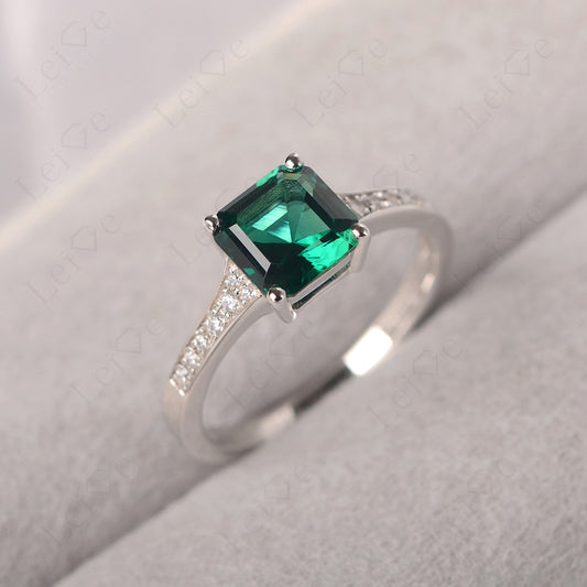 Emerald Ring Asscher Cut Engagement Ring