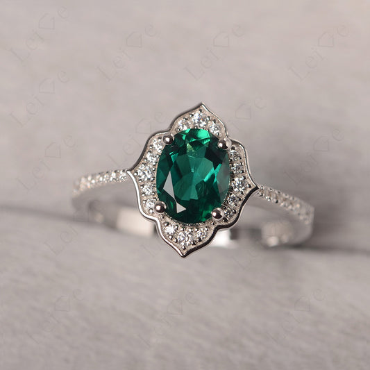 Emerald Vintage Oval Halo Engagement Rings