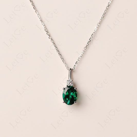 Simple Oval Emerald Necklace Pendant