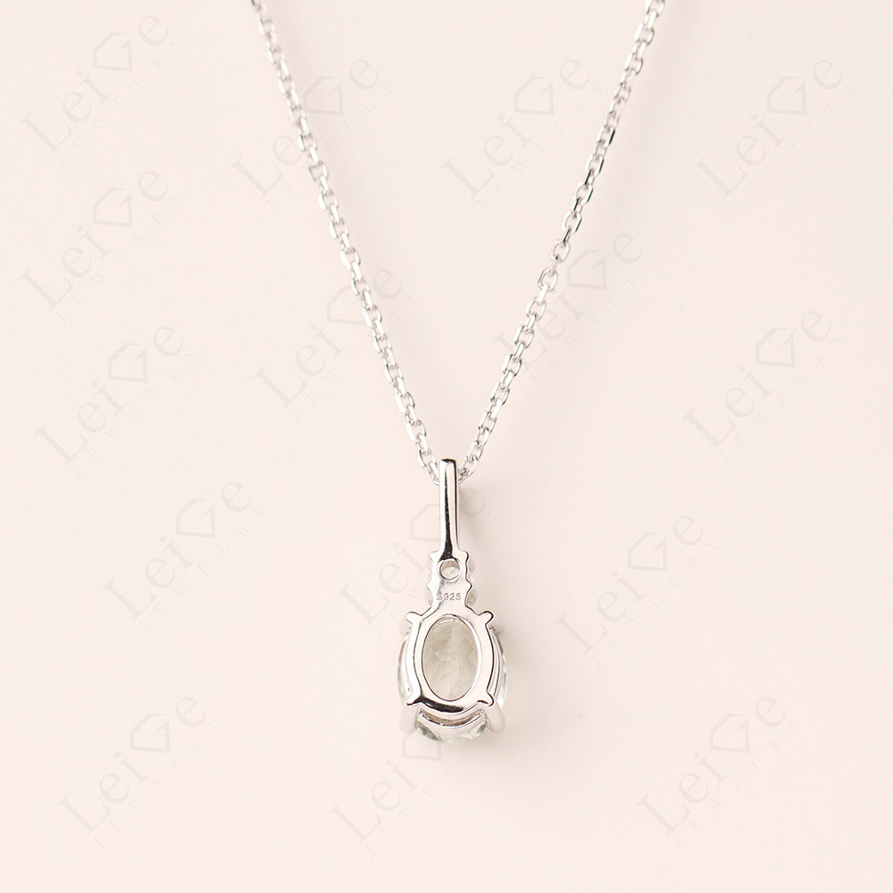 Simple Oval Green Amethyst Necklace Pendant