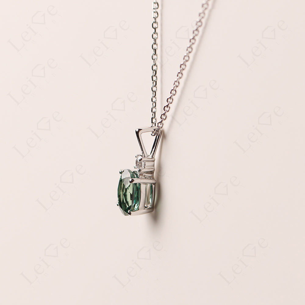 Simple Oval Green Sapphire Necklace Pendant