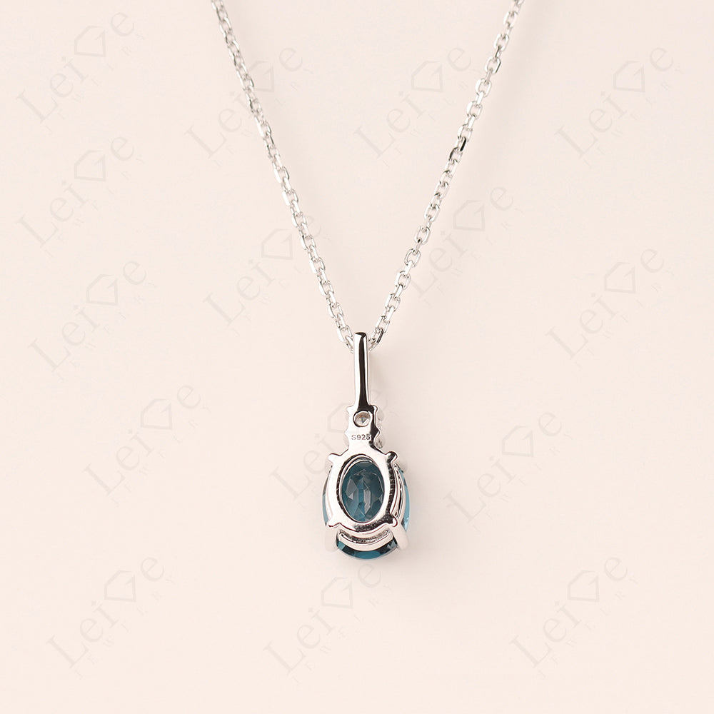 Simple Oval London Blue Topaz Necklace Pendant