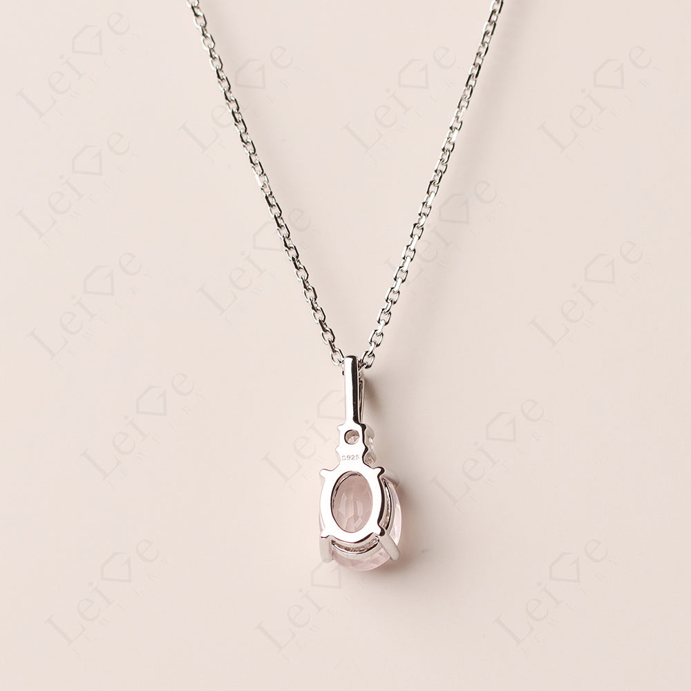 Simple Oval Rose Quartz Necklace Pendant