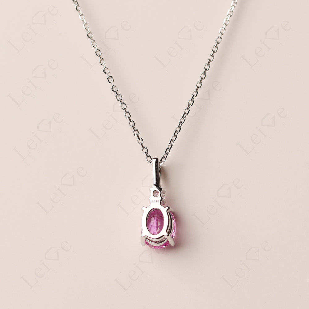 Simple Oval Pink Sapphire Necklace Pendant