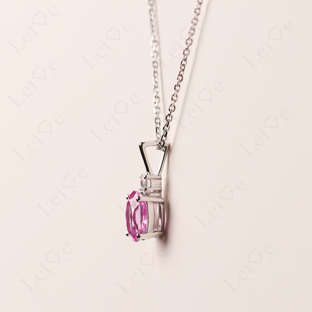 Simple Oval Pink Sapphire Necklace Pendant