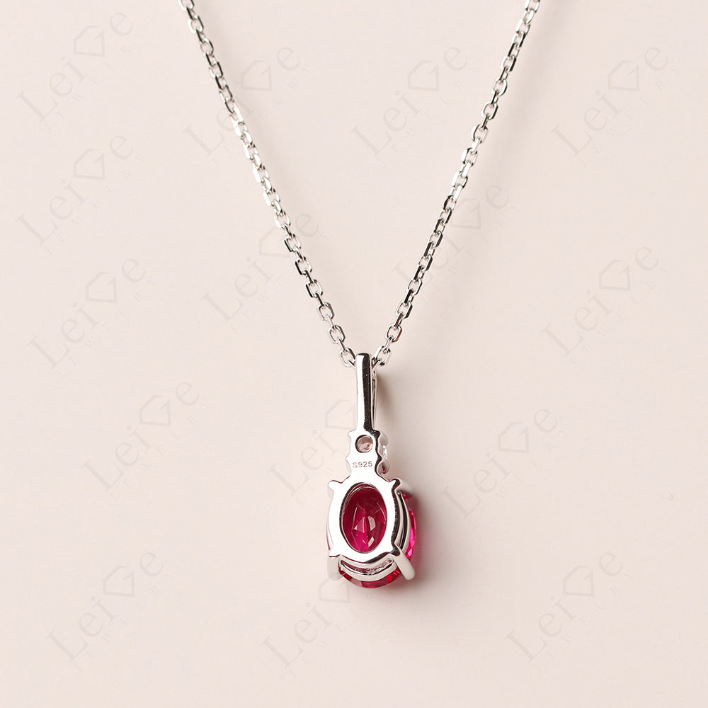 Simple Oval Ruby Necklace Pendant