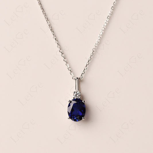 Simple Oval Sapphire Necklace Pendant