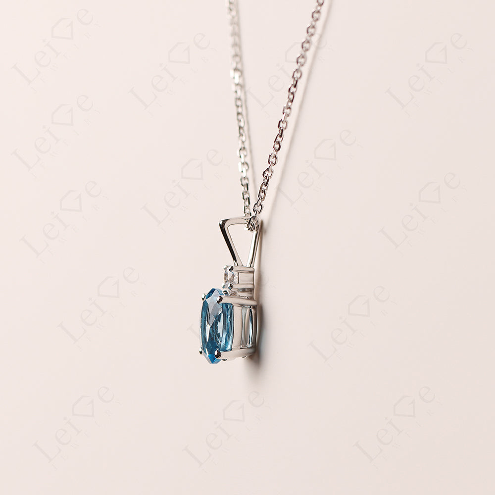 Simple Oval Swiss Blue Topaz Necklace Pendant