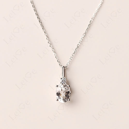 Simple Oval White Topaz Necklace Pendant