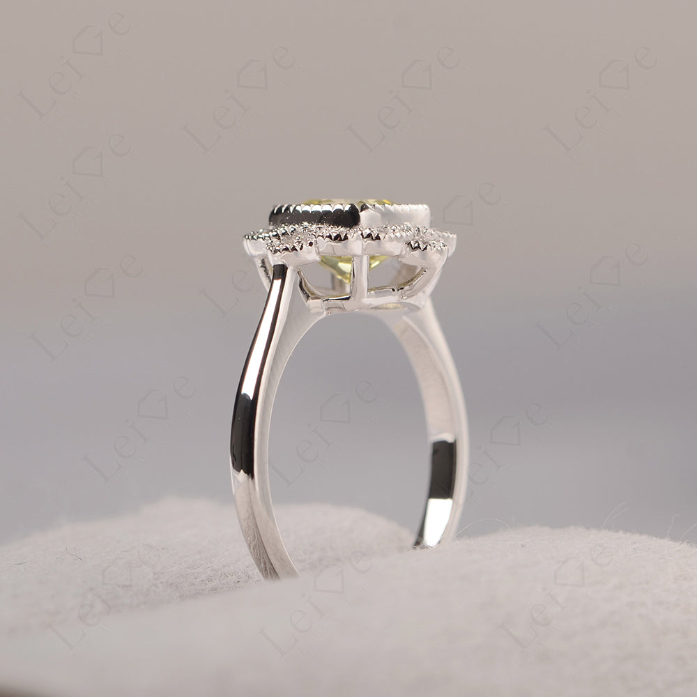 Cushion Cut Lemon Quartz Milgrain Ring