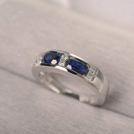 Oval Cut Sapphire Toi Et Moi Wide Band Ring