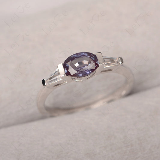 Oval Cut Alexandrite East West Engagement Ring