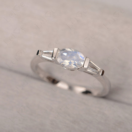 Oval Cut Moonstone East West Engagement Ring