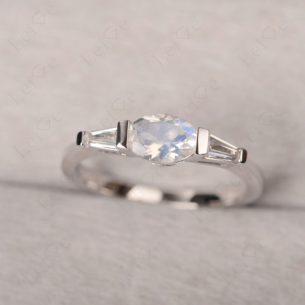 Oval Cut Moonstone East West Engagement Ring