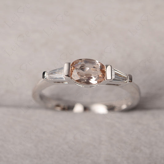 Oval Cut Morganite East West Engagement Ring