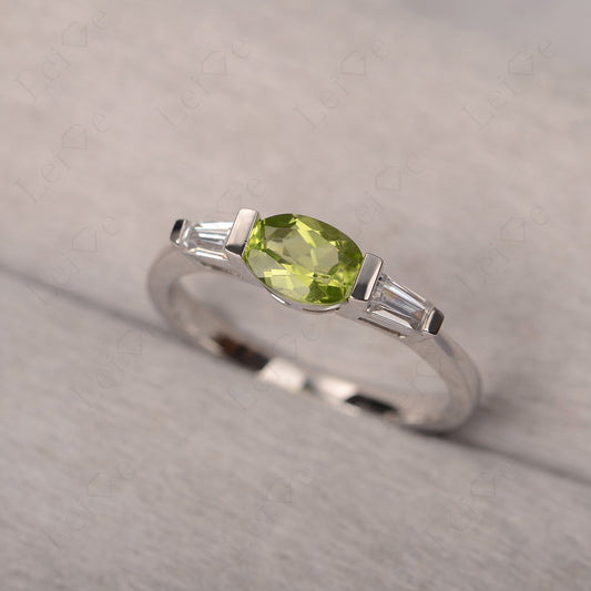 Oval Cut Peridot East West Engagement Ring