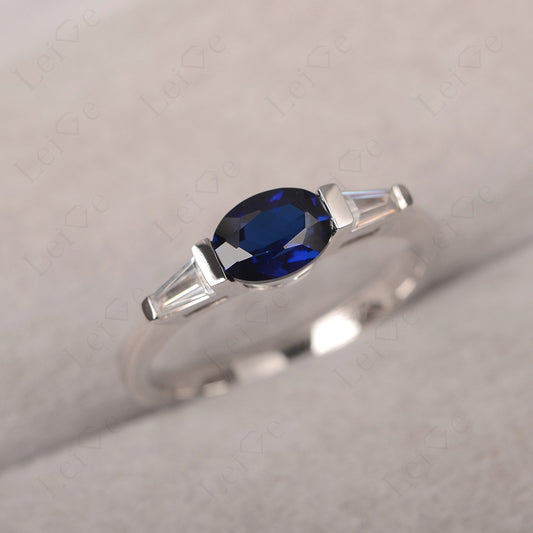 Oval Cut Sapphire East West Engagement Ring