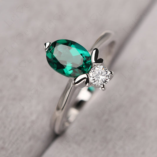 Emerald Wedding Ring Bee Ring Sterling Silver