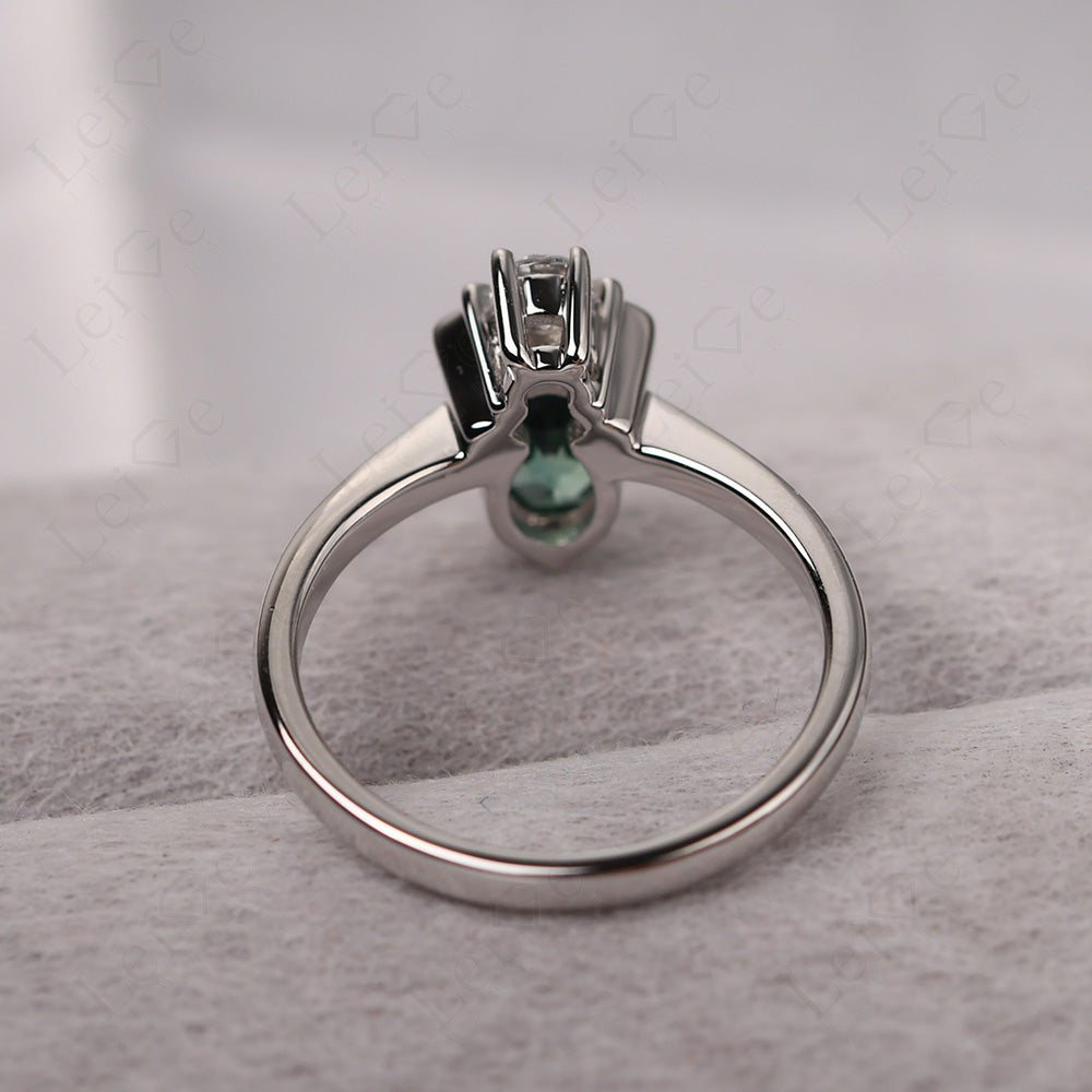 Green Sapphire Wedding Ring Bee Ring Sterling Silver