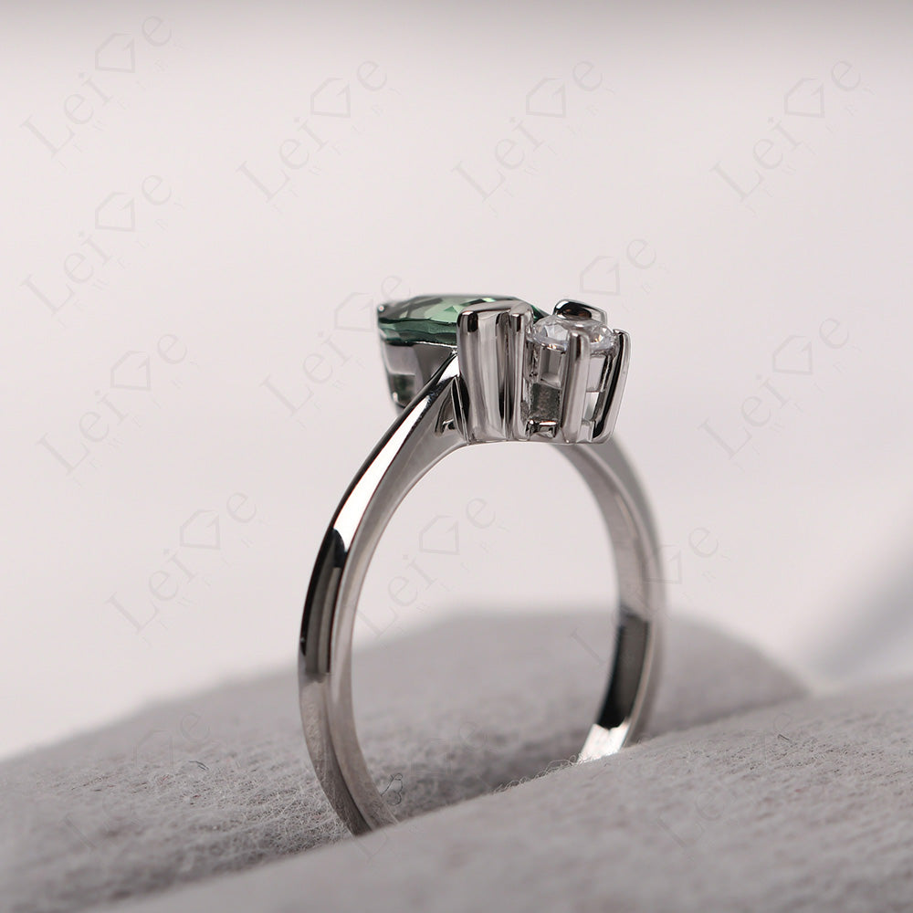 Green Sapphire Wedding Ring Bee Ring Sterling Silver