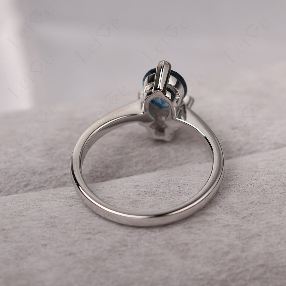 London Blue Topaz Wedding Ring Bee Ring Sterling Silver