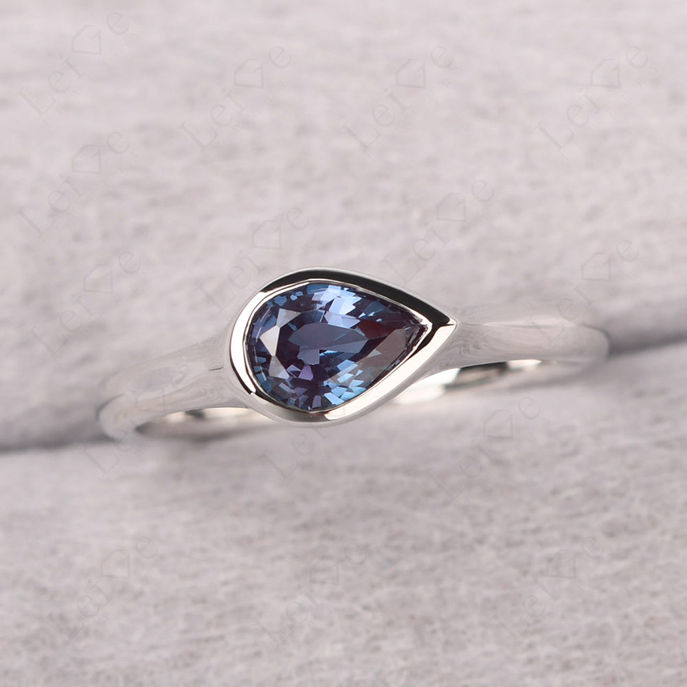 Horizontal Pear Alexandrite Engagement Ring