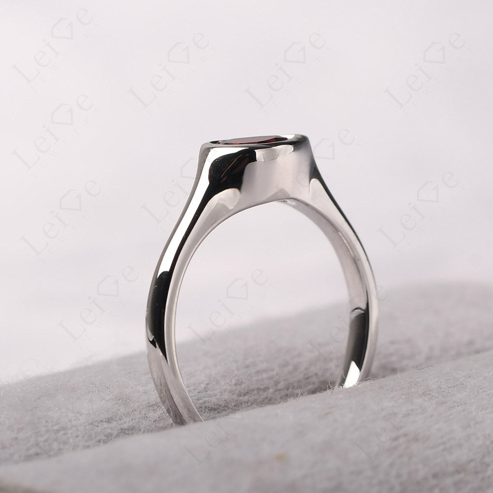 Horizontal Pear Garnet Engagement Ring