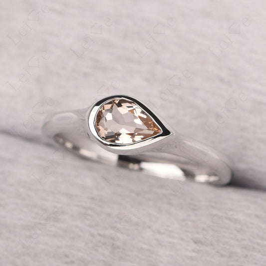 Horizontal Pear Morganite Engagement Ring