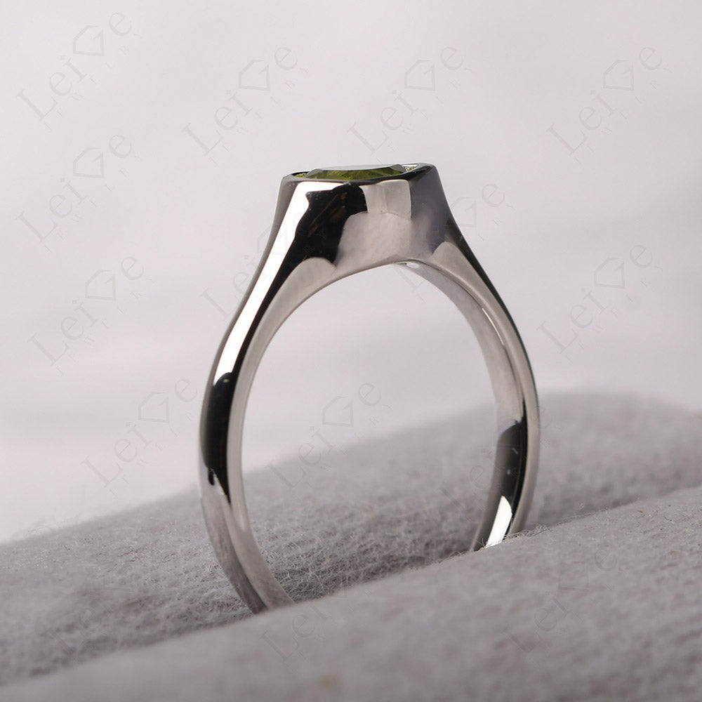Horizontal Pear Peridot Engagement Ring