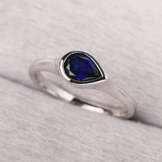 Horizontal Pear Sapphire Engagement Ring