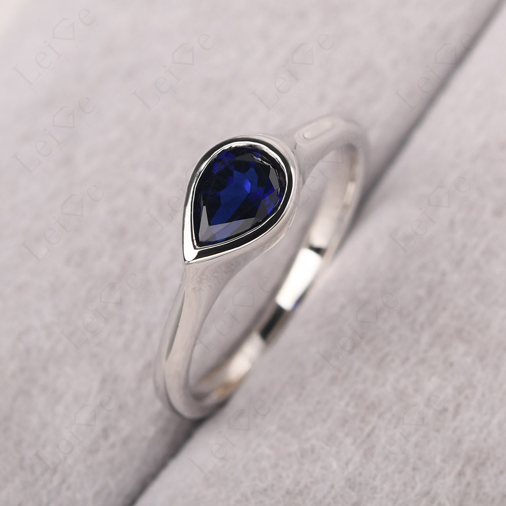 Horizontal Pear Sapphire Engagement Ring