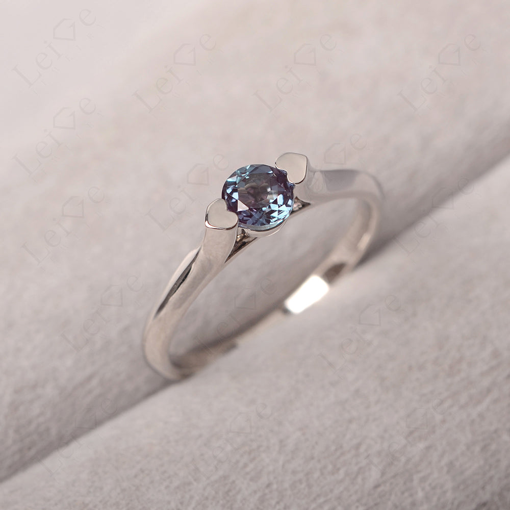 Dainty Alexandrite Ring Solitaire Engagement Ring