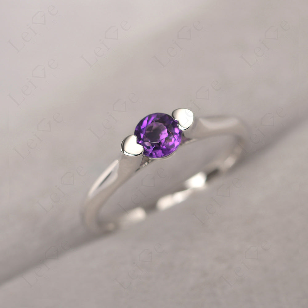 Dainty Amethyst Ring Solitaire Engagement Ring