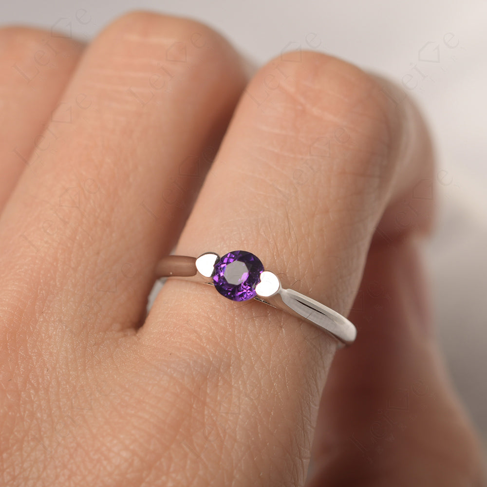 Dainty Amethyst Ring Solitaire Engagement Ring