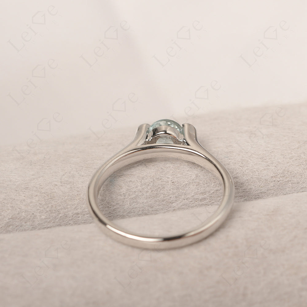 Dainty Aquamarine Ring Solitaire Engagement Ring