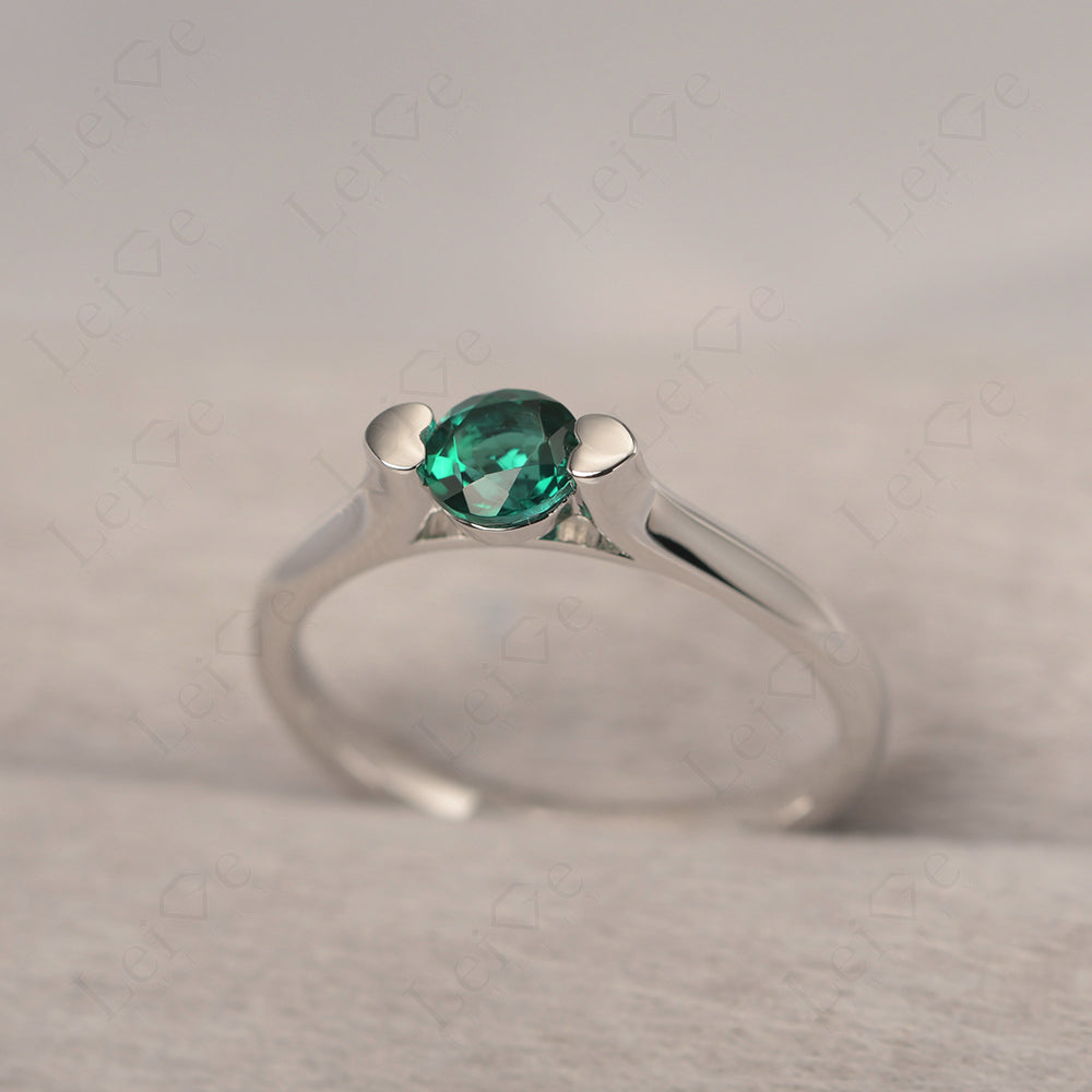 Dainty Emerald Ring Solitaire Engagement Ring