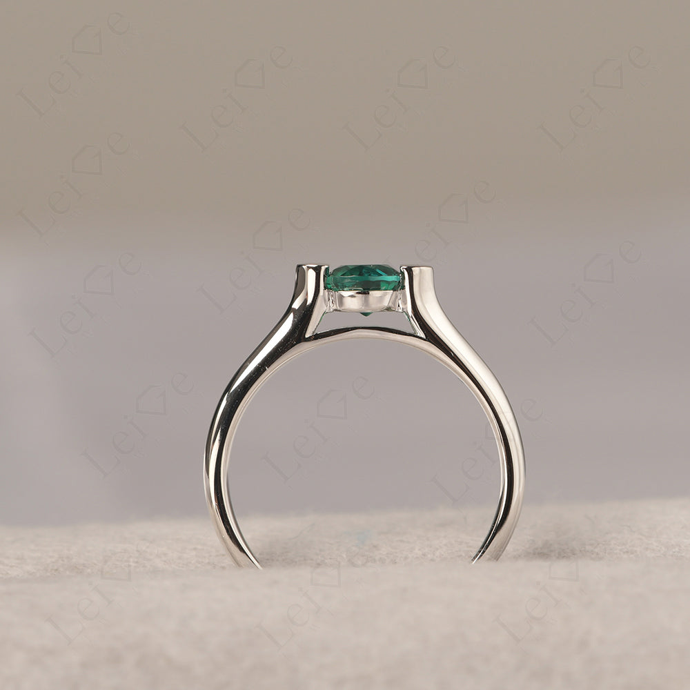 Dainty Emerald Ring Solitaire Engagement Ring