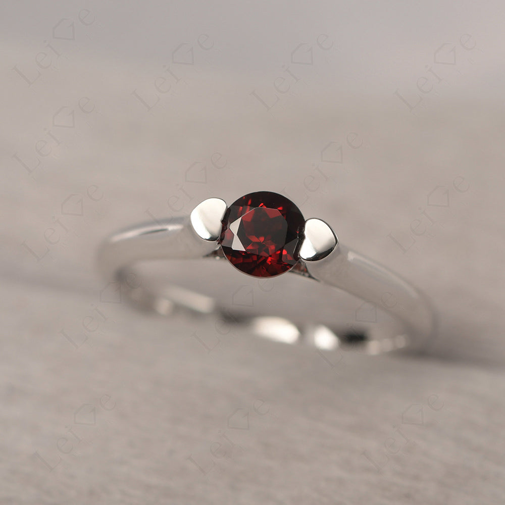 Dainty Garnet Ring Solitaire Engagement Ring