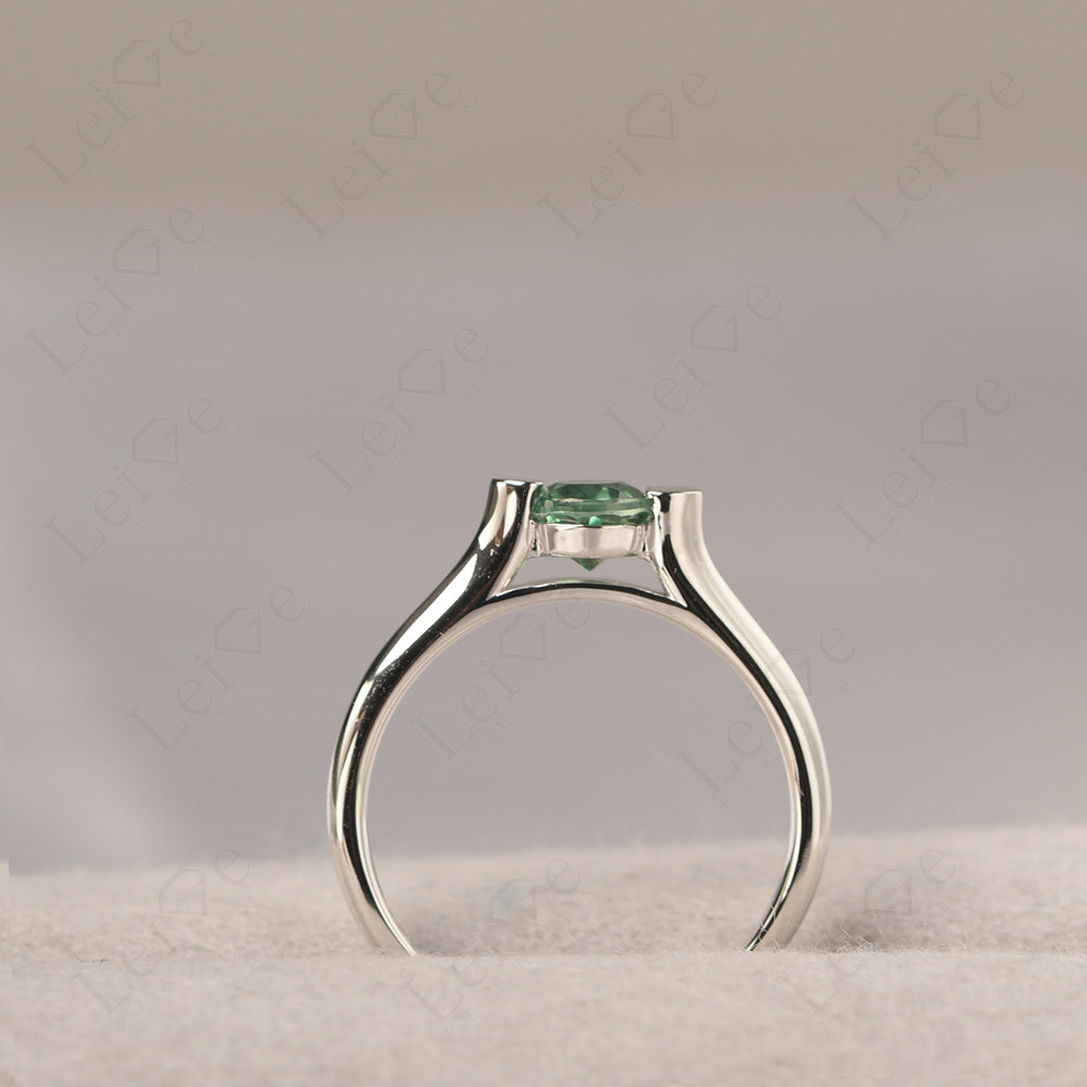 Dainty Green Sapphire Ring Solitaire Engagement Ring
