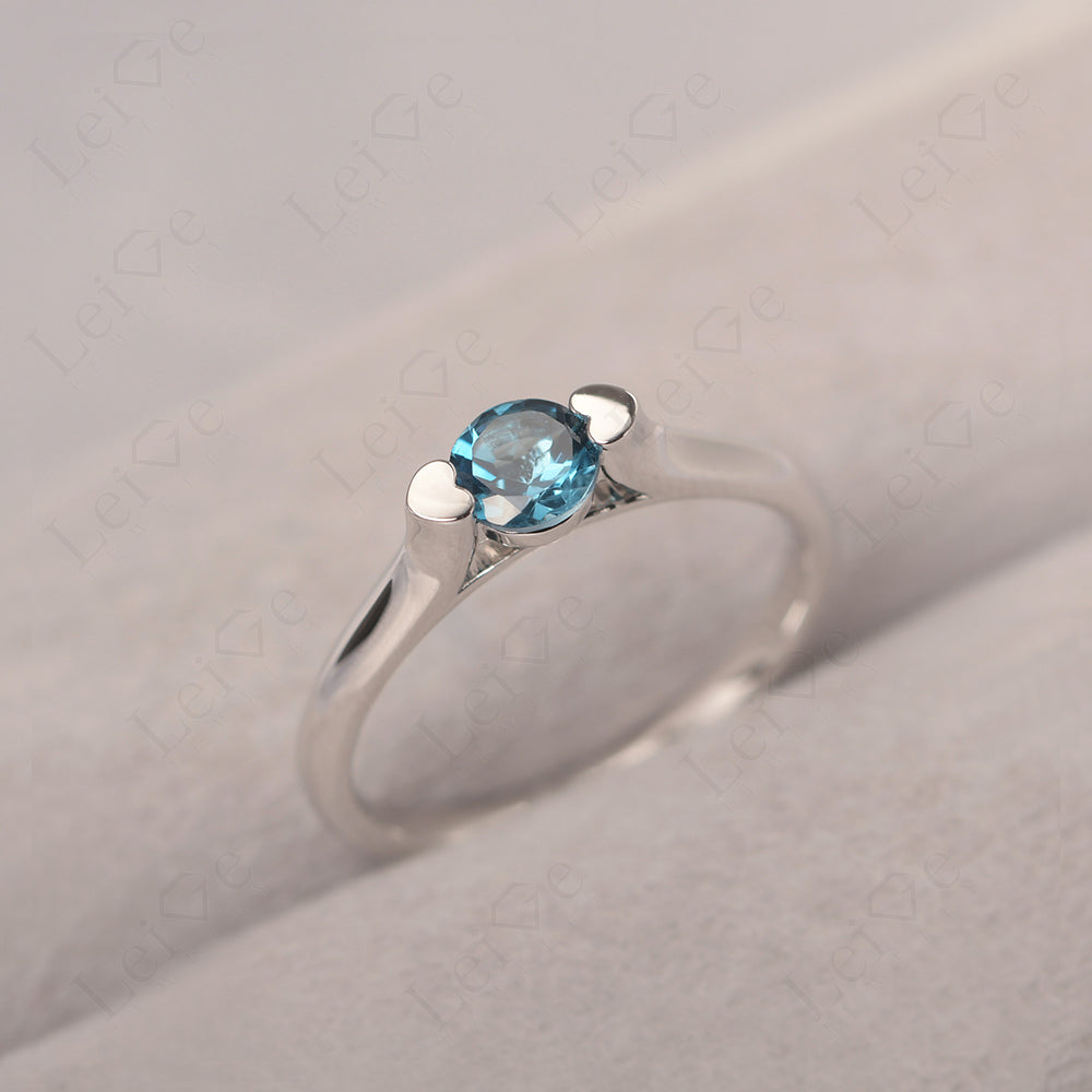 Dainty London Blue Topaz Ring Solitaire Engagement Ring