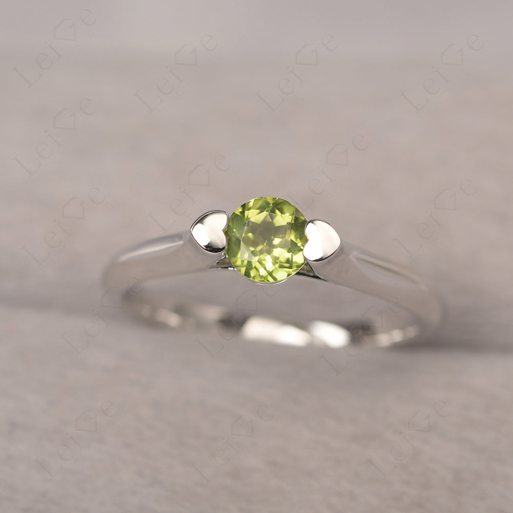 Dainty Peridot Ring Solitaire Engagement Ring