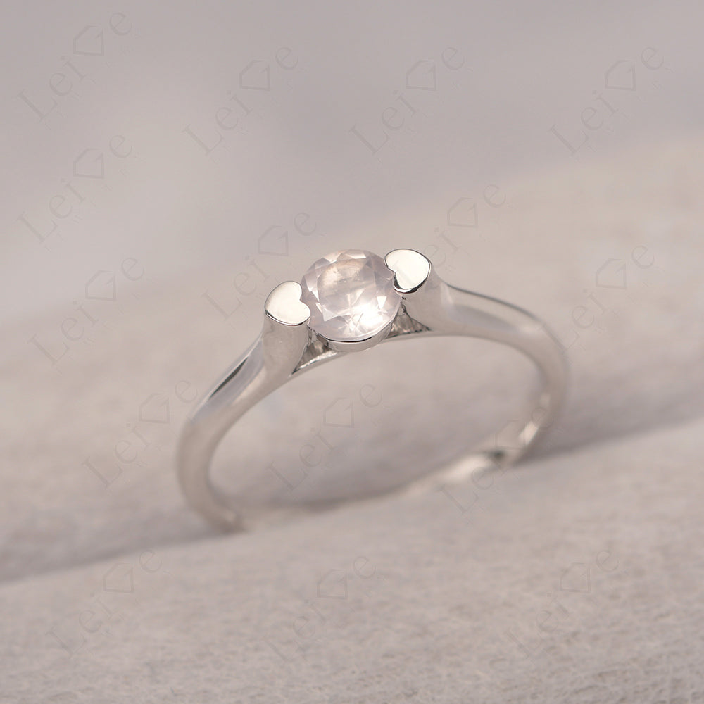 Dainty Rose Quartz Ring Solitaire Engagement Ring