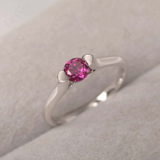 Dainty Ruby Ring Solitaire Engagement Ring