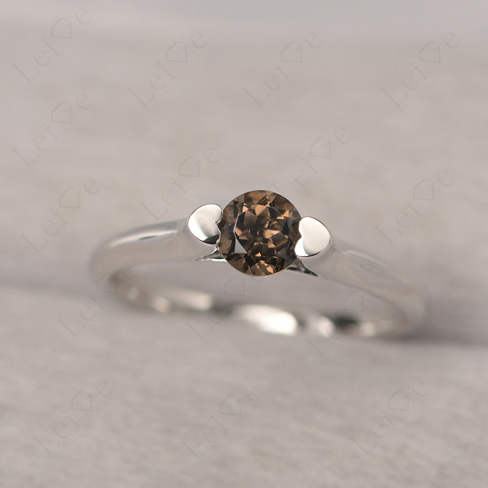 Dainty Smoky Quartz Ring Solitaire Engagement Ring