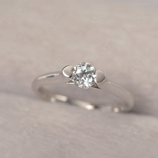 Dainty White Topaz Ring Solitaire Engagement Ring