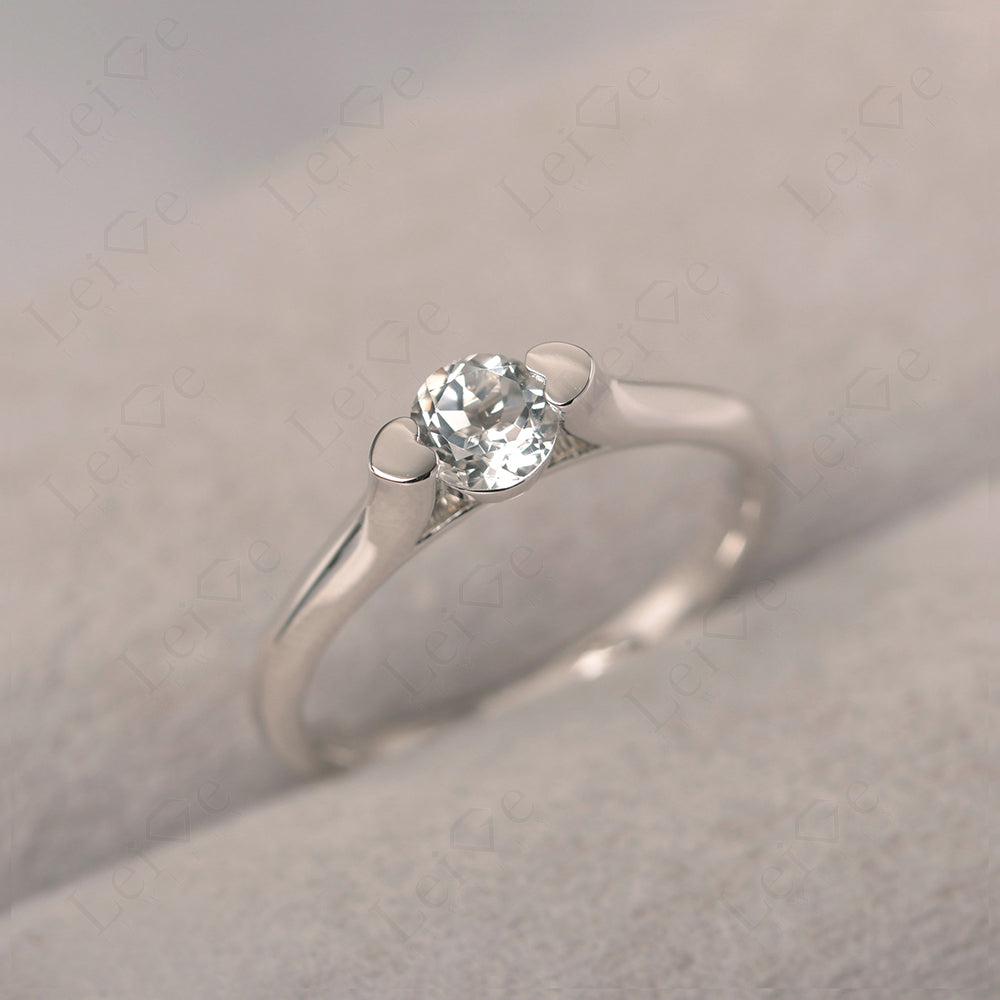 Dainty White Topaz Ring Solitaire Engagement Ring