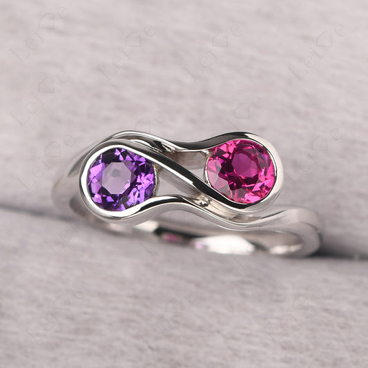 Amethyst And Ruby Ring Double Stone Engagement Ring